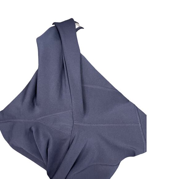 Athleta Navy Fleece Lined Leggings Reflective Stripe Pockets Size Large - Picture 7 of 12